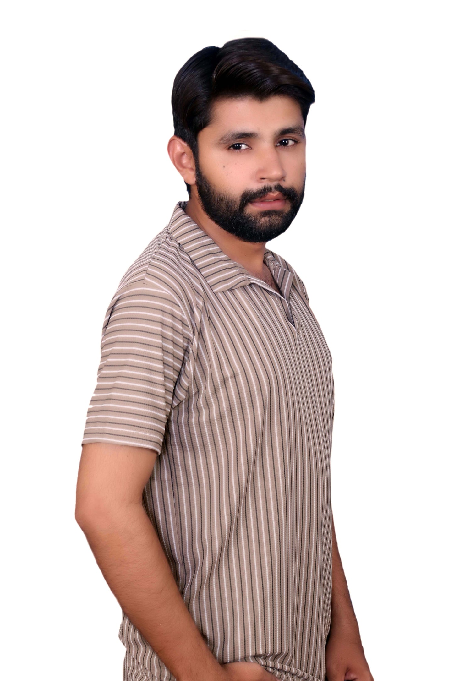 Short-sleeved Polo Johnny Collar Shirt Brown