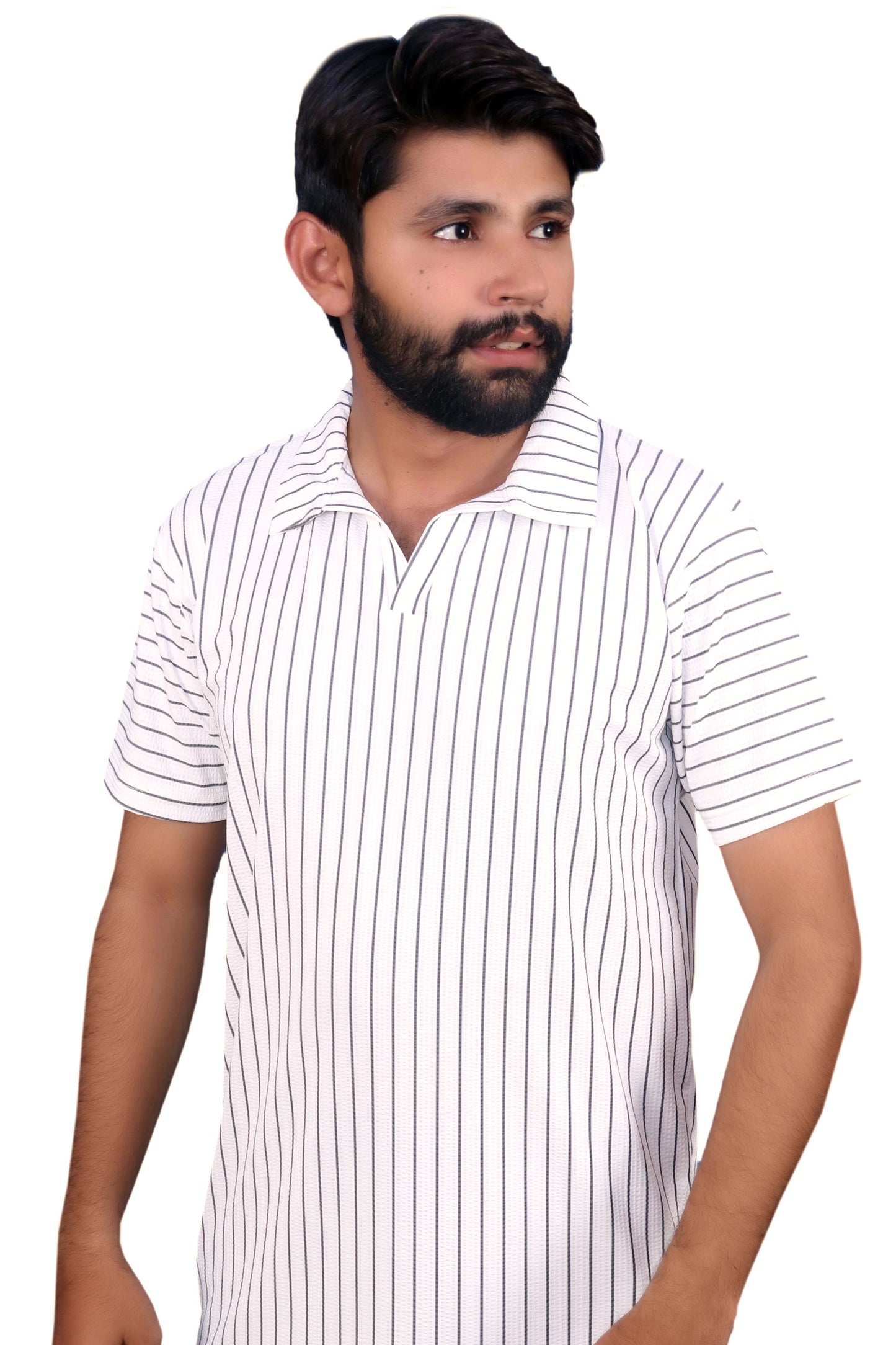 Short-sleeved Polo Johnny Collar Shirt White