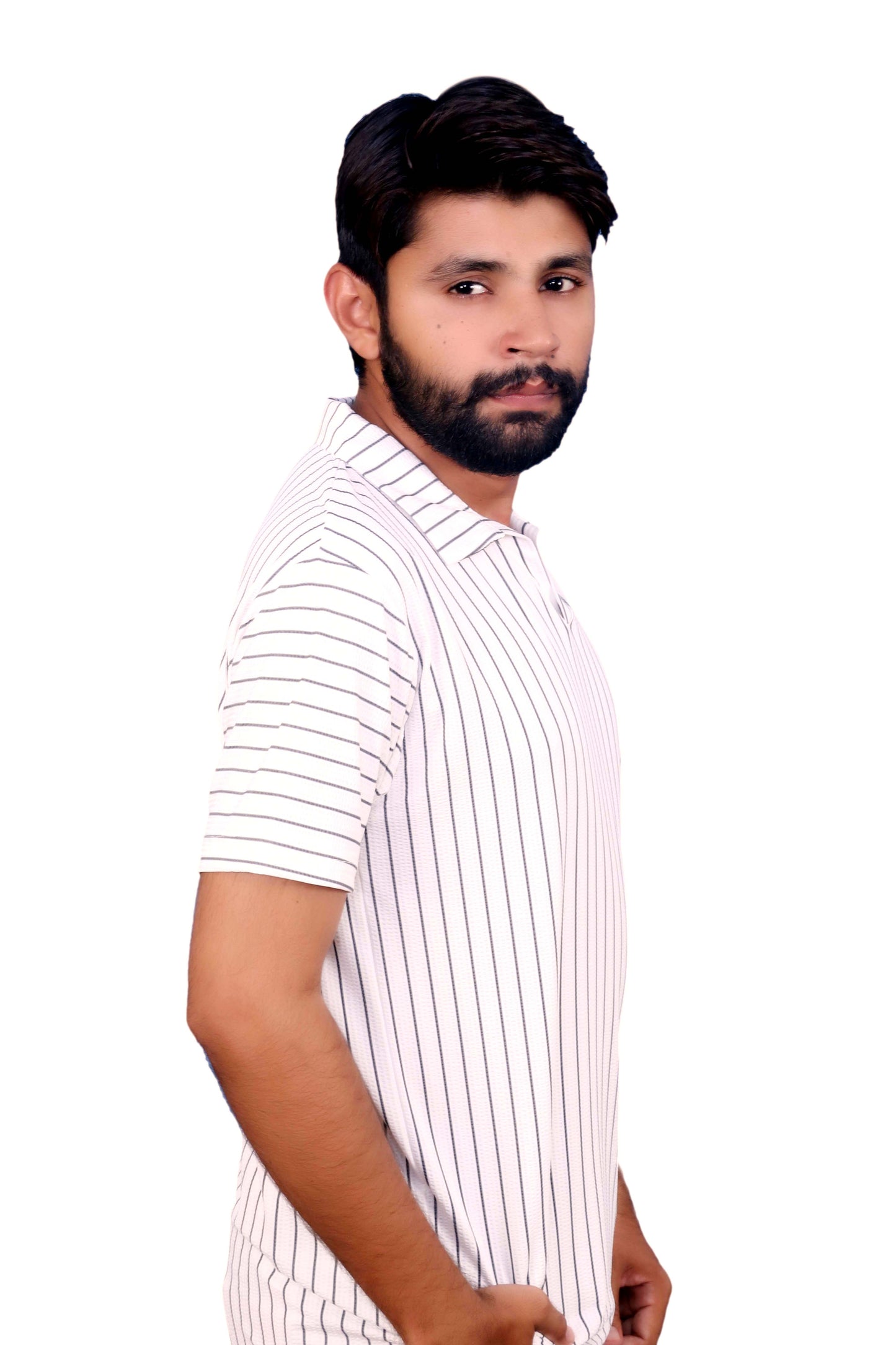 Short-sleeved Polo Johnny Collar Shirt White